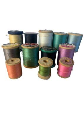 Vintage Sewing Thread Wood Spools Set of 12